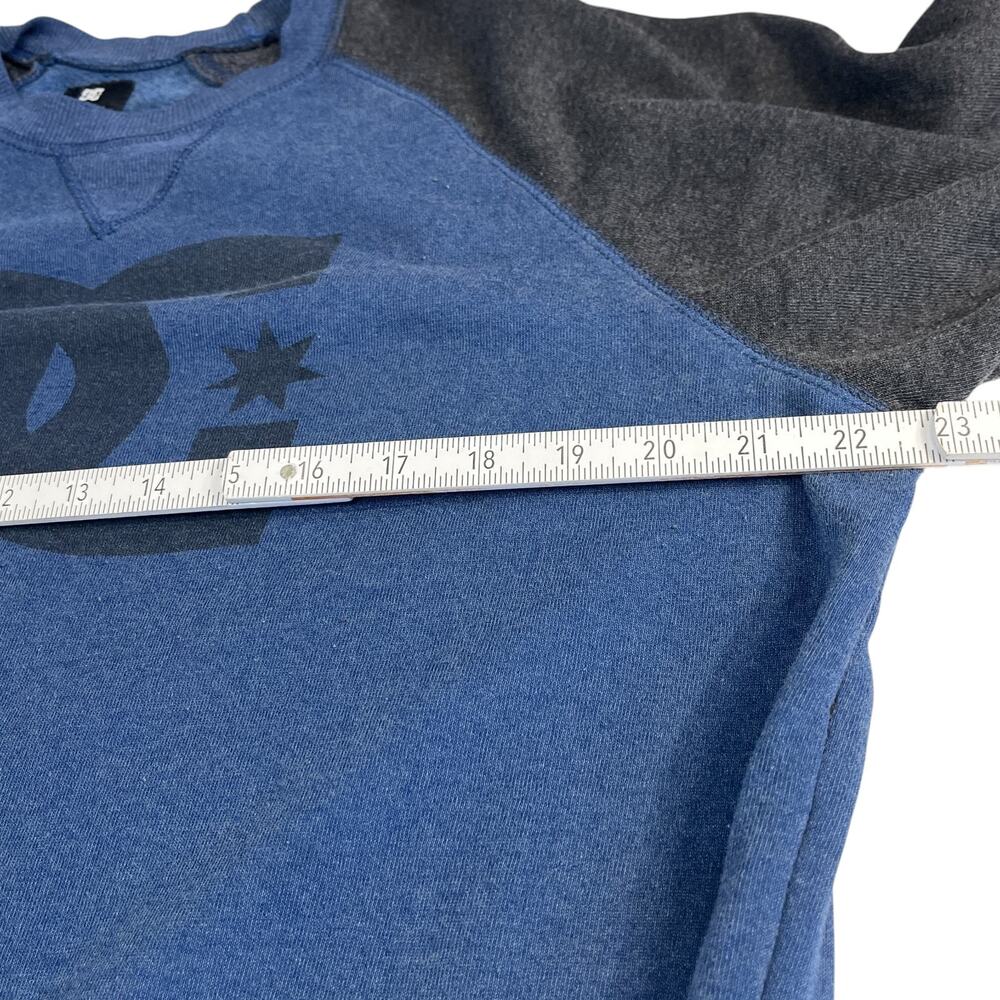 DC Shoes Crewneck Sweatshirt Mens Large Blue Grey Fleece Pullover Skate Logo L - Picture 6 of 8